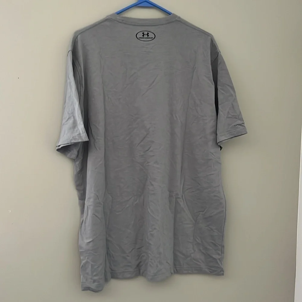 Under Armour HeatGear Logo Graphic T Shirt Gray XL Loose Fit - Picture 2 of 5